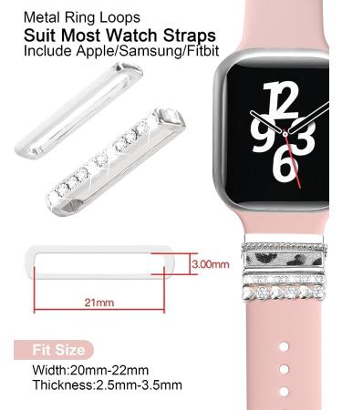 JR.DM 13 Pieces Silver Watch Band Charms with 10-Pcs Decorative Rings Loops & 3-Pcs Classic Clasp  Compatible with Apple Watch 38mm 40mm 41mm 42mm 44mm 45mm Metal Diamond Sliding Strap Accessories for iWatch Series 8 7 6 5 4 3 2 1 (No Watch Band) - Buy Online on GoSupps.com