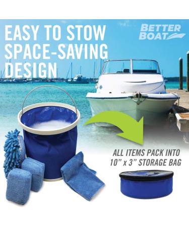 Microfiber Boat Cleaner and Car Wash Kit - Non-Scratch Sponge Bucket, Wash Cloths for Interior and Exterior - Ideal for Fiberglass Boat Hulls and Car Seats - Complete Cleaning Supplies - Buy Online on GoSupps.com