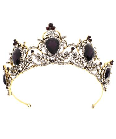 Ipetboom 1pc Bridal Headdress Crown Hairband Vintage Crown Headdress Bride Hair Wedding Headband Crystal Crown Headband Women Crown Headdress Vintage Crown Headband Bride Crown 13x6.5cm Purple