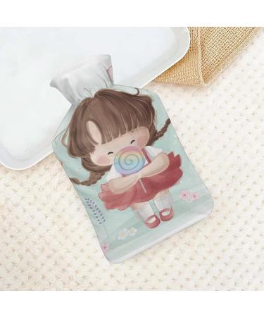 Cute Little Girl Hot Water Bottle with Plush Cover | Hand Warmer for Adults & Children - 26.5x15.3cm - Buy Online on GoSupps.com