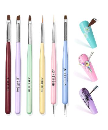Modelones Nail Art Brushes Set - 6pcs Nail Design Pen Painting Tools for Gel Polish Manicure Salon DIY - A-Colorful Nail Brushes - Buy Online on GoSupps.com