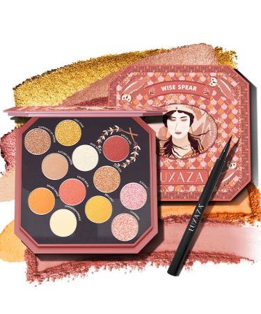 LUXAZA Nude Eyeshadow Palette Blush Makeup Palette with Eyeliner & Brushes Color-match Pro Themed Smoky Makeup Pallet with Portable Size - Nude