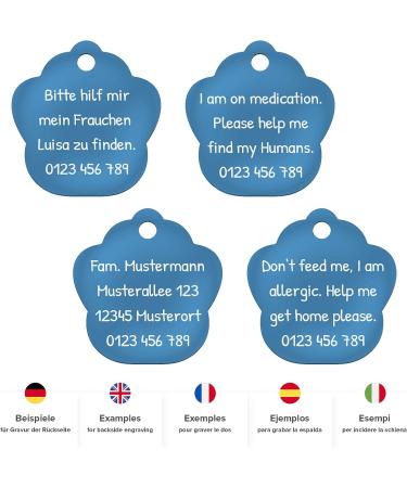 Light Blue Engraved Dog Tag Paw 26mm | Customizable Pet ID Tag with 2 Key Rings | International Shipping - Buy Online on GoSupps.com