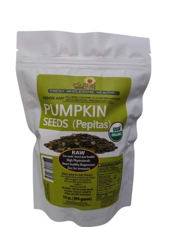 eSutras Organics Pumpkin Seeds - Fresh Pure Shelled Raw Pepitas - 14 oz - Gluten Free High Protein Snacks - Buy Online on GoSupps.com