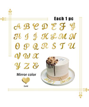 Acrylic Alphabet Cake Topper DIY Personalized Name Cupcake Toppers with A-Z Letter Mirrored Gold Picks for Custom Wedding Cake Decorations Baby Shower Happy Birthday Party Supplies (Uppercase) - Buy Online on GoSupps.com