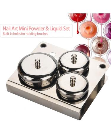 3-Piece Stainless Steel Nail Art Powder Storage Box Set | Compact Manicure Tools for Liquid & Powder | International Shipping Available - Buy Online on GoSupps.com
