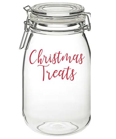 Christmas Treats - Vinyl Sticker Decal Label Transfer for Jar Container. Party Sweets Chocolates Gift Bag Box (Small - 3cm Tall Capital Letter Height Rose Pink) Small - 3cm tall Capital Letter Height Rose Pink