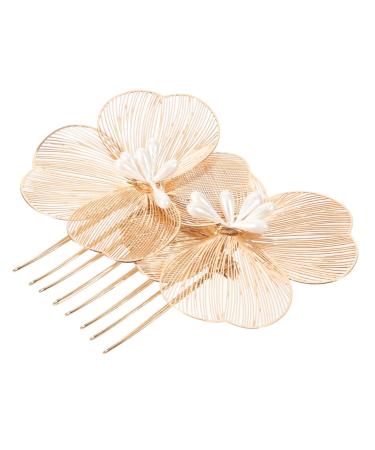 VINTORKY bridal headpiece clips for hair girl headpiece hair comb clip metal hair comb headpiece for wedding decoration flower hair comb bridal hair accessory bride alloy accessories wild