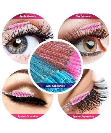 300 Pcs Disposable Glittered Mascara Wands & Eyebrow Brushes | Crystal Handle Makeup Brushes in 6 Colors - Perfect for Cosmetics - Buy Online on GoSupps.com