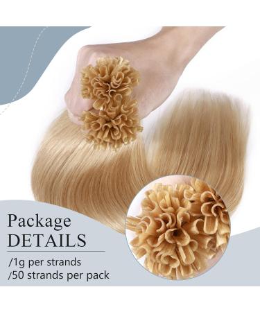 Prebonded U Tip Hair Extensions 50S Keratin Nail Tip Real Remy Human Hair (22"-50g #24 Natural Blonde) - Buy Online on GoSupps.com