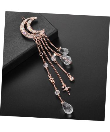 minkissy Wedding girl headpiece wedding barrette tassel hair pin bridal hairpin bead tassel barrette crystal charms hair clip tassel drop hairpin wedding headdress pendant moon Crystal - Buy Online on GoSupps.com