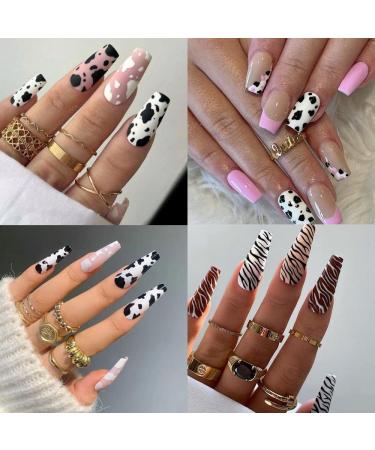 12 Nail Stickers Decals 3D Self Adhesive Variety Pack - Black Panther Snake Tiger Cow Zebra Print - Designer Acrylic Nail Decoration - Salon Accessories Sticker Set - Black Color - SP222-233 - Buy Online on GoSupps.com