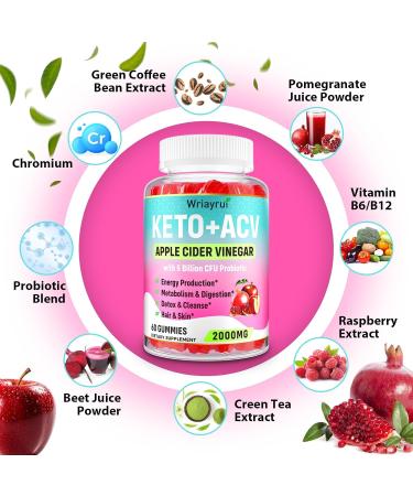 Apple Cider Vinegar Gummies - Max Strength 2000mg Keto ACV with Green Tea & Probiotics for Metabolism & Digestion | 120 Gummies (Pack of 2 - Buy Online on GoSupps.com