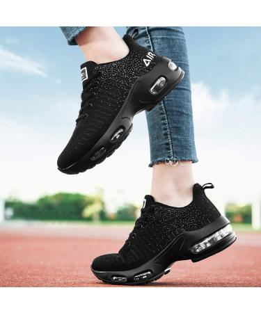 QAUPPE Women's Lightweight Air Sports Walking Sneakers US 5.5-11 B(M) 6 - Allblack - Buy Online on GoSupps.com