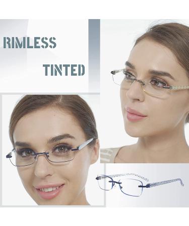 CRGATV 4-Pack Rimless Tinted Reading Glasses for Women - Blue Light Blocking Stylish Readers - Anti UV, Eye Strain, Glare - 1.25 Magnification - Mix Colors - Buy Online on GoSupps.com
