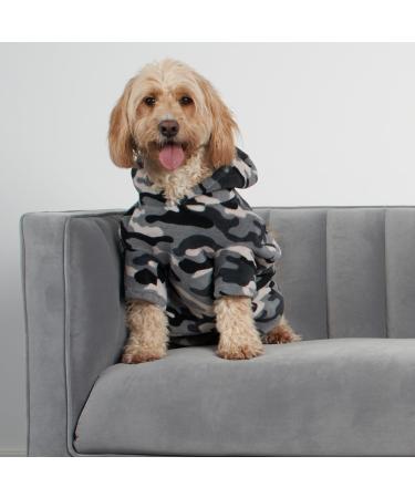 OHS Charcoal Grey Dog Hoodies for Medium Dogs Camo Print Hooded Pullover Dog Dog Hoodies Doggie Jumpers Super Soft Warm Cosy Fit Medium Sized Dog Clothes Grey Medium