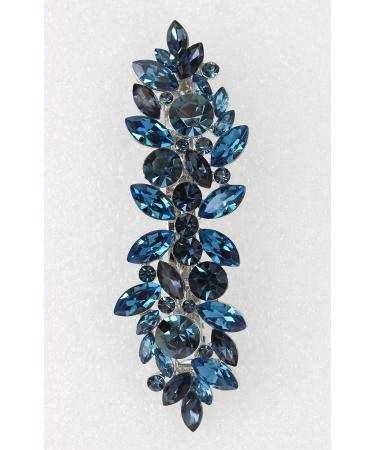 Faship Navy Blue Rhinestone Floral Hair Barrette Clip - Stunning Crystal Accessory - Buy Online on GoSupps.com