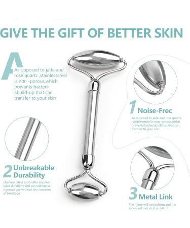 Buy Stainless Steel Facial Roller & Gua Sha Tools - Reduce Puffiness & Refresh Skin | International Shipping Available - Buy Online on GoSupps.com