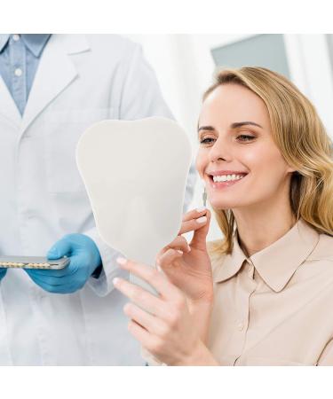 Annhua Handheld Tooth-Shaped Hand Mirror - Small Face Mirror with Handle for Dentist Office, Clinic, Bathroom, Barber & Salon | White - Buy Online on GoSupps.com