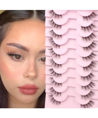 Parriparri Half Eyelashes Natural Artificial 10 Pairs Cat Eye Clear Band Half Cateye Fluffy False Natural Fake Lashes H-06 - Buy Online on GoSupps.com