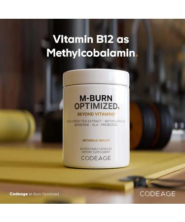 Codeage M-Burn Optimized Supplement - Decaffeinated Green Tea Std. to 50% EGCG Berberine Akkermansia Vitamin B12 - Probiotics - Vitamins - 60 Capsules - Buy Online on GoSupps.com