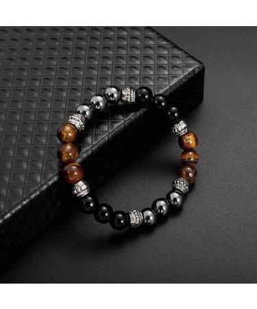 Magnet Bracelet for Women - 8mm Tiger Eye Hematite & Black Obsidian Natural Stone - 18CM Health Benefits | Bfq-555b - Buy Online on GoSupps.com