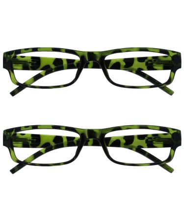 The Reading Glasses Company Green Tortoiseshell Lightweight Comfortable Readers Value 2 Pack Men Women RR32-6 +3.00