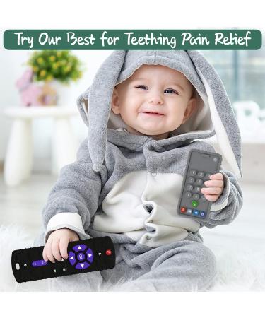 2 Pack GTIVAA TV Remote Control Teething Toys for Baby | Silicone Chew Toys for Toddlers 0-24 Months | BPA Free | Black+Grey - Buy Online on GoSupps.com