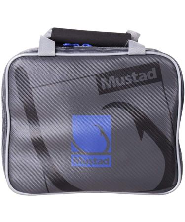 Mustad Rigger Bag, Water-Resistant 500-Denier Tarpaulin w/Waterproof Zippers, One-Handed Neoprene Handle, Grey/Blue Double - 20 inner pockets