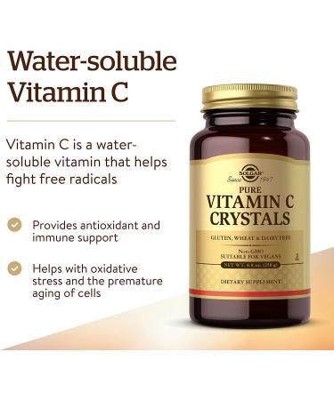 Solgar Pure Vitamin C Crystals 8.8 oz - 100% Natural Ascorbic Acid for Immune Support - Buy Online on GoSupps.com