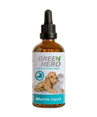 Green Hero Wurmix Liquid for dogs and cats 100 ml natural alternative worm cure for the stomach and intestine during a worm infestation Anti worms also to prevent a worm infestation