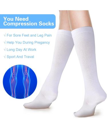 Jeffdad 2 Pairs Compression Socks for Women Men 15-25mmHg Knee High Compression Stockings for Sport Medical Compression Flight Socks for Nurses Running Flying Pregnancy Travel S-M - Buy Online on GoSupps.com