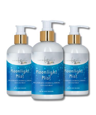 Lather Green Kids Body Lotion Plant Based Gentle Moisturizer with Shea Butter Safe for Sensitive Skin Moonlight Mist 3 Pack (8 oz Each)