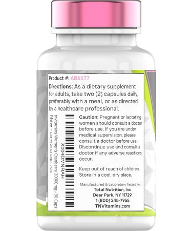 tnvitamins Cranberry Pills for Women: 30 000 mg - 90 Capsules | Urinary Tract Health & Support* | Cranberry Concentrate Extract Vitamin Supplement for Women | Non-GMO | Made in The USA! 90 Count (Pack of 1) - Buy Online on GoSupps.com