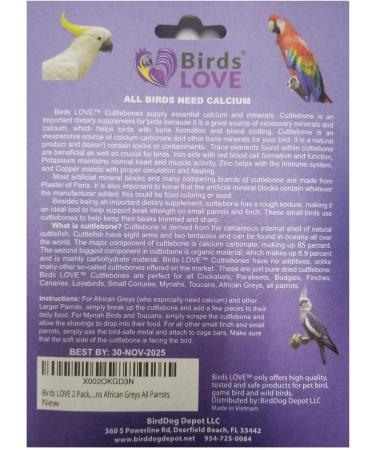 Birds LOVE Cuttlebone 2 Pack - Calcium Block for Parakeet & All Breeds - Medium Size 3.5 to 4 Inches - Cuttlebone for Birds, Tortoise, Snails - Natural Calcium Source - Buy Online on GoSupps.com