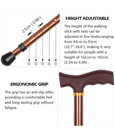 LINGTHIN Walking Stick with Seat for Men | 136kg Capacity | Height Adjustable & Foldable | Dual-Use Cane and Stool for Elderly & Disabled - Buy Online on GoSupps.com