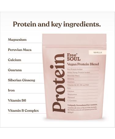 Free Soul Vegan Protein Powder for Women - 20 Servings, 20g Protein, Superfoods & Vitamins | Gluten & Soy Free Plant Based Shake - Pea & Hemp Isolate Protein | 1.32Lb (Vanilla) - Buy Online on GoSupps.com
