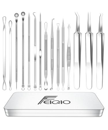 2023 Latest 15 PCS Blackhead Remover Tools, Pimple Popper Tool Kit, Acne Extractor Tool , Professional Stainless Pimple Acne Blemish Removal Tools Set with Metal Case Silver