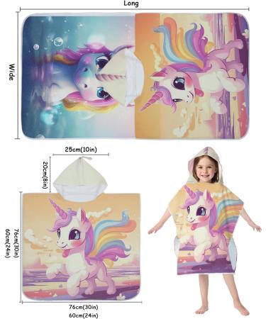 Buy Aiorber Microfiber Children's Bath Towel with Hood - Unicorn Motif 76x76cm | Perfect for Swimming & Showers Soft & Quick-Drying for Kids - Buy Online on GoSupps.com