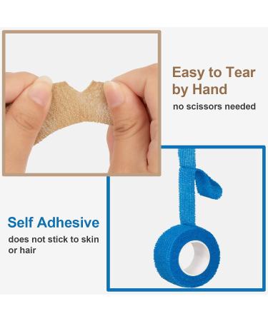 SEADESKY 9 Rolls Self Adhesive Bandage Wrap Pet Vet Wrap for Dog Cohesive Bandages Elastic Sports Tape Self Adherent Bandage Finger Protection Wrap for Wrist Ankle Sprain 2.5CM X 4.5M - Buy Online on GoSupps.com