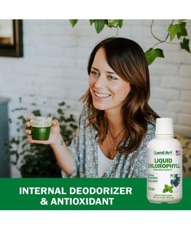 Organic Mint Liquid Chlorophyll from Wild Non-GMO Alfalfa - Detox & Alkaline - Natural Body Deodorant - Antioxidant - 16 fl oz - Buy Online on GoSupps.com