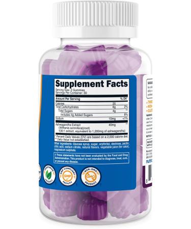 Nutricost Ashwagandha Gummies (Mixed Berry) 1 200mg Equivalent (from 40mg of 30:1 Extract) Per Serving 60 Gummies for 30 Servings Per Bottle - Vegetarian GMO Free and Gluten Free - Buy Online on GoSupps.com