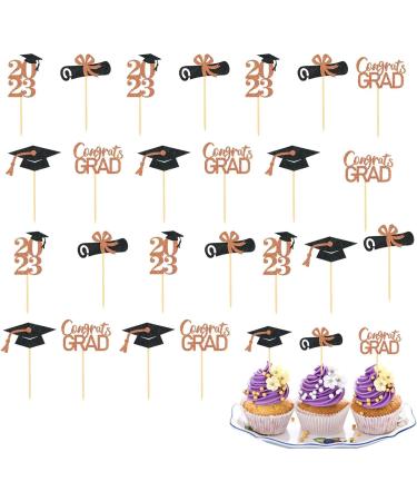 BAOK Graduation Cupcake Toppers - Graduation Theme Cupcake Toppers Class of 2023 Graduation Caps Cupcake Picks for Party Cake Decorations Supplies Rose Gold - Buy Online on GoSupps.com