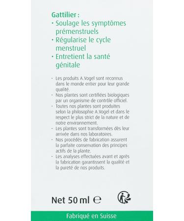 A.VOGEL - Chasthouse - Menstrual cycle food supplement - Fight against painful menstruation - Feminine hormonal balance - Fresh Chastilier plant extract - 100% organic and vegan - 50 ml - Buy Online on GoSupps.com