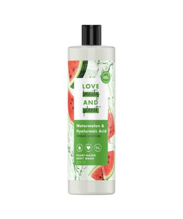 Love Beauty And Planet Plant-Based Body Wash Hydrate and Restore Skin Watermelon and Hyaluronic Acid Made with Plant-Based Cleansers and Skin Care Ingredients  100% Biodegradable 20 fl oz - Buy Online on GoSupps.com