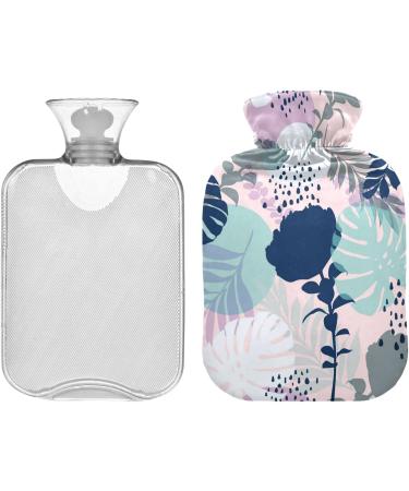 NAANLE Tropical Palm Leaves Hot Water Bottle with Cover - 2L Heat Bottle for Back Pain Relief & Warm Therapy | Ideal Hand & Foot Warmer - Buy Online on GoSupps.com