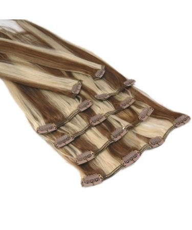 Remyhaar.eu 35cm Clip-In Hair Extensions - 7 Set 70g 100% Remy Real Hair 4/613# Mixed Color - Buy Online on GoSupps.com
