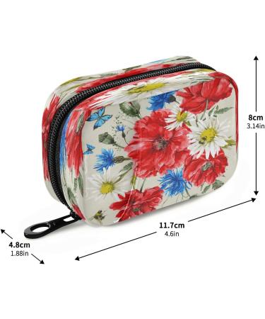 Buy Pfrewn 7 Day Pill Organizer Case - Vintage Bouquet Wildflowers & Butterflies Travel Pill Box | Portable Weekly Vitamin & Medicine Holder - Buy Online on GoSupps.com