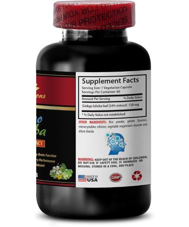 brain and memory booster - GINKGO BILOBA 24% EXTRACT 120MG - gingko biloba tablets brain and memory booster brain support memory focus supplement brain boost gingko biloba tablets - 1B 60 Caps - Buy Online on GoSupps.com
