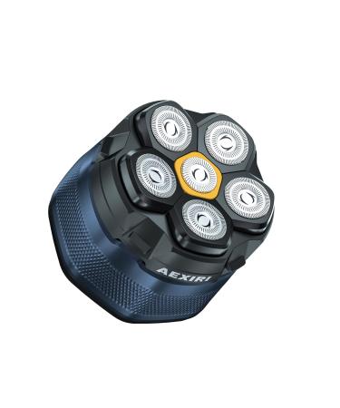 Head Shavers for Men Upgraded Waterproof Cordless Electric Shavers for Bald Men 6D Flexible Head Rechargeable Rotary Shaver with Magnetic Blade Head Wet Dry Use USB-C Port with LED Display Black & Blue